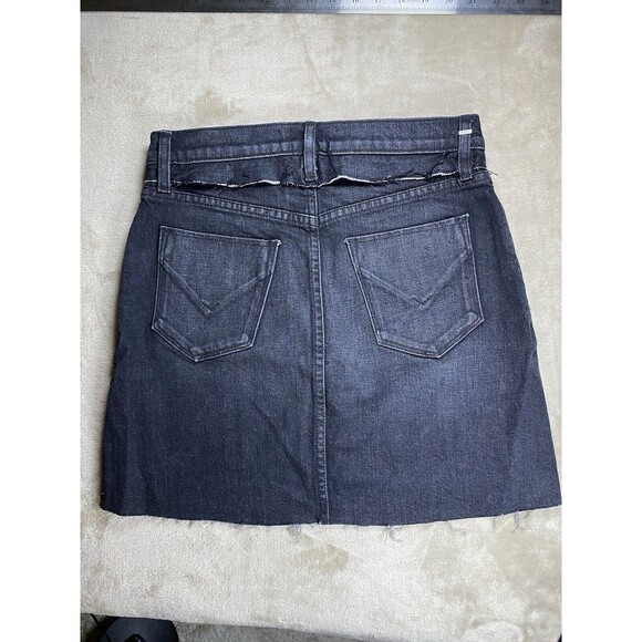 Hudson Skirt Women’s 26 Black Gray Camo Jean Distressed Raw Hem Jean Color Block - Picture 4 of 9